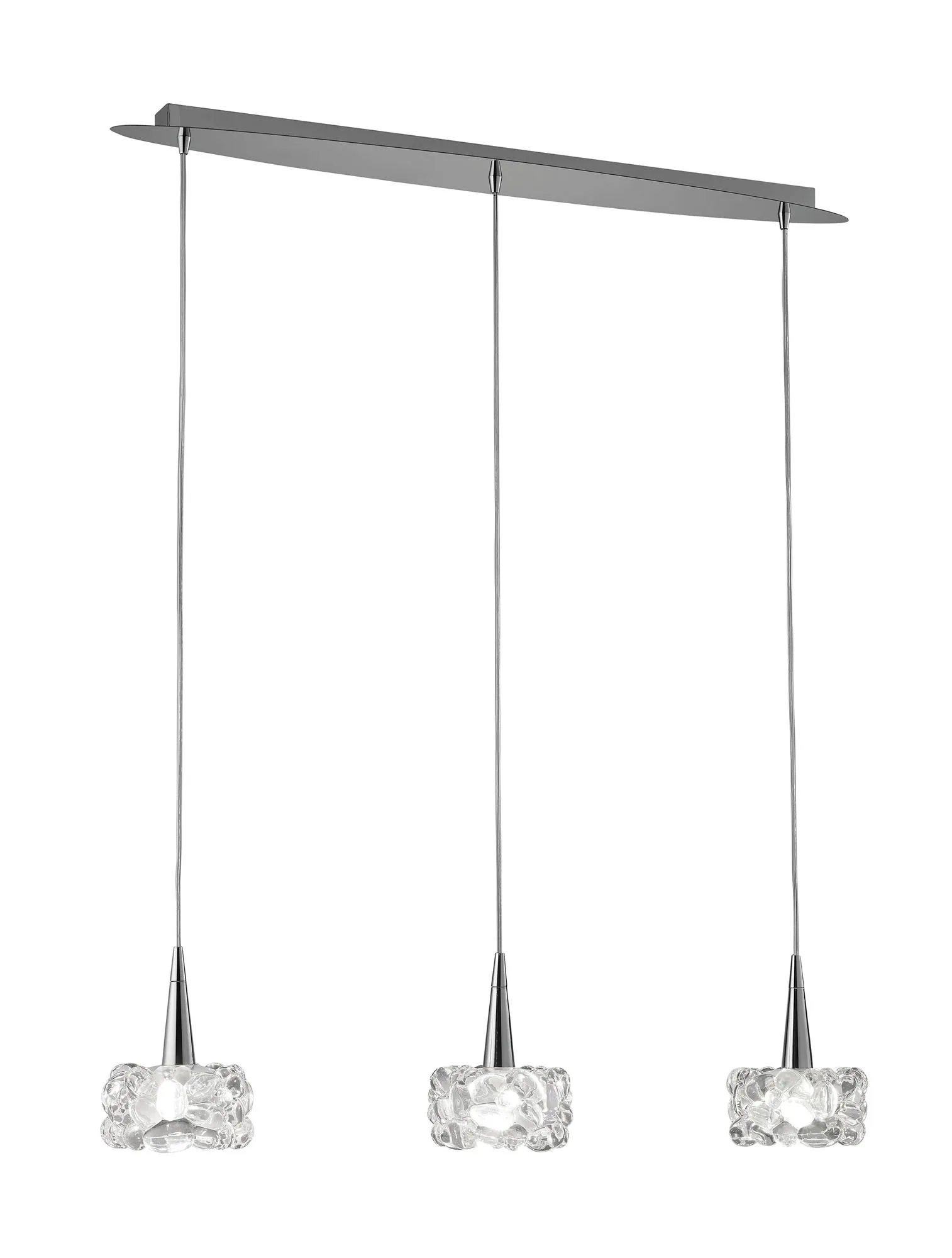 M3921  O2 Glass Pendant 3 Light